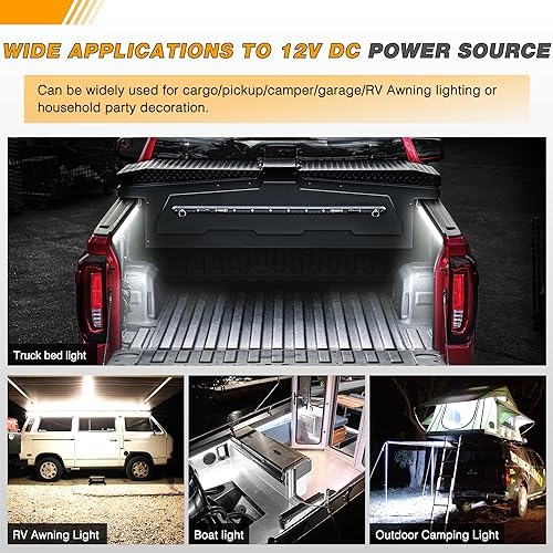 GOOACC Truck Bed Light Strip 2PCS 60" 180 LEDs White Lighting