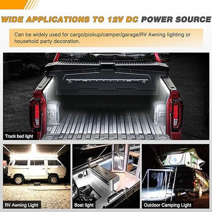 GOOACC Truck Bed Light Strip 2PCS 60" 180 LEDs White Lighting