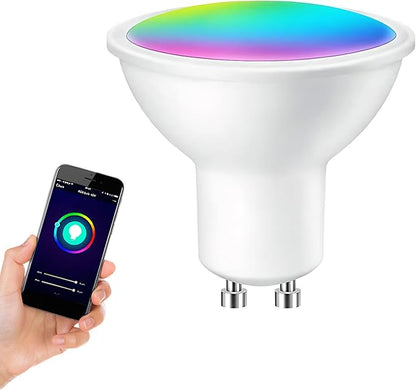Tuya WiFi Smart GU10 RGB Spotlight Voice Control with Alexa & Google App Adjustable Dimmable Color Changing LED Bulb for Bedroom Living Room Hotel 2.4Ghz WiFi