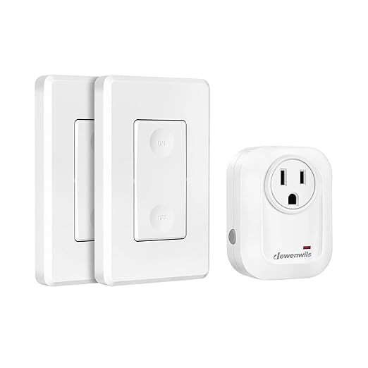 DEWENWILS Wireless Remote Wall Switch and Outlet, No Wiring, On Off Power Plug, Expandable Remote Control Outlet Light Switch, 100Ft RF Range