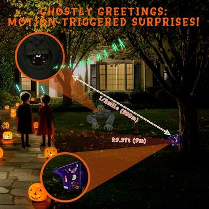 eMACROS Solar Driveway Alarm, Halloween Edition with Spooky Music