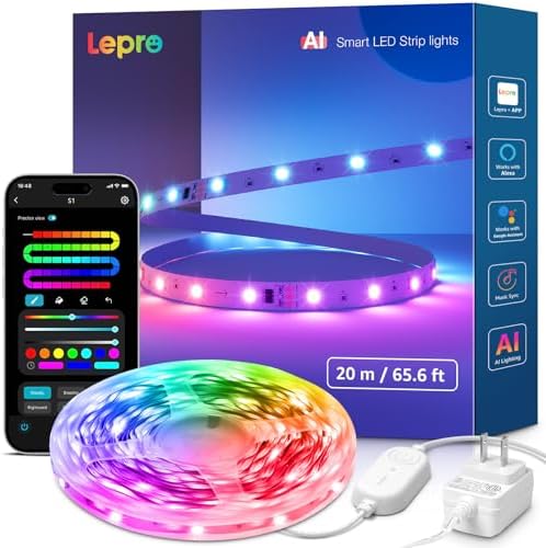 Lepro S1 AI Smart LED Strip Lights with IC 65.6FT 2.4G WiFi Bluetooth