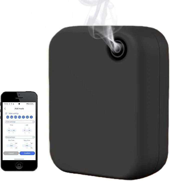 Waterless Essential Oil Diffuser for Home and Commercial Use, Up to 35000 ft³ 160 mL Capacity, Aromatherapy Scent Diffuser for Large Rooms, Smart Scent Air Machine, A1000 (Black)