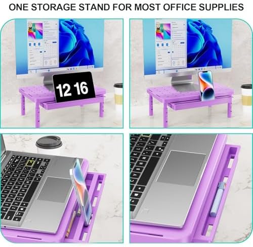 WALI Computer Monitor Stand with Storage, Monitor Riser 3 Height Adjustable