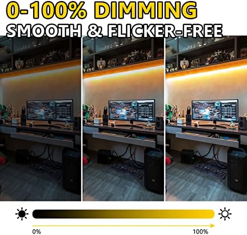 EMITEVER 24V COB LED Strip Lights 2700K,8.2ft 1200LEDs,UL Listed