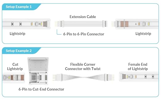 Litcessory Flexible Corner Connector for Philips Hue V4/Solo Lightstrip | Micro 6-Pin, 2in, 4 Pack, White. Not compatible with Flux.