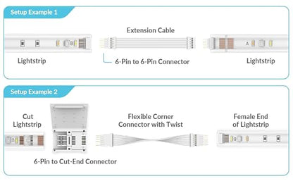 Litcessory Flexible Corner Connector for Philips Hue V4/Solo Lightstrip | Micro 6-Pin, 2in, 4 Pack, White. Not compatible with Flux.