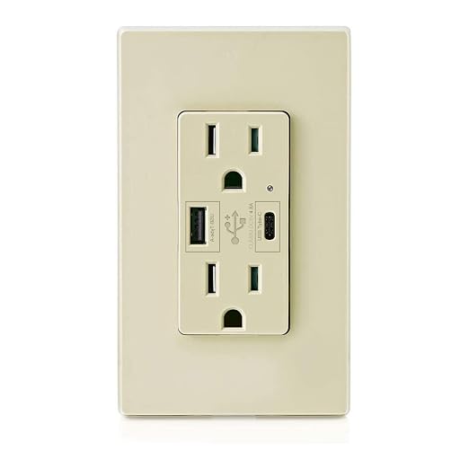 Micmi USB Outlet with C + A Wall Dual High Speed Receptacle Smart 4.8A Fast Charging Capability, 15Amp 125Volt, Tamper Resistant Wall Plate Included UL Listed (1Pack, Ivory, 15 Amp Outlet)