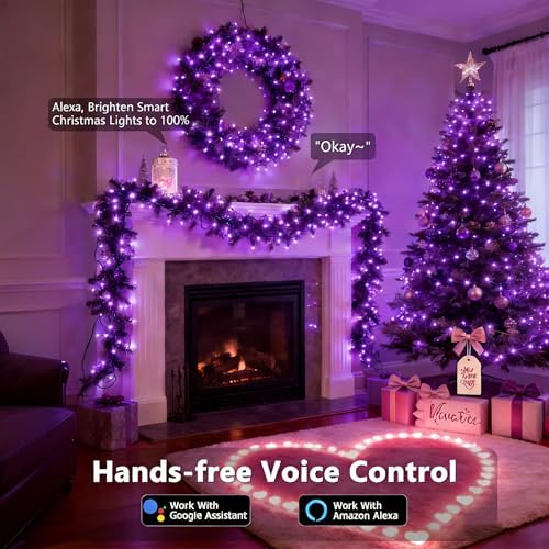 ODEETRONIC Smart Purple Orange Halloween Lights, 98 ft 300 LED String Light