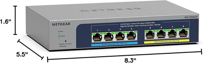 NETGEAR 8-Port PoE 2.5G Ethernet Easy Smart Managed Switch (MS108EUP) | With 4 x 2.5G Ultra60 PoE++ and 4 x 2.5G PoE+ Ports @ 230W, Desktop or Wall Mount