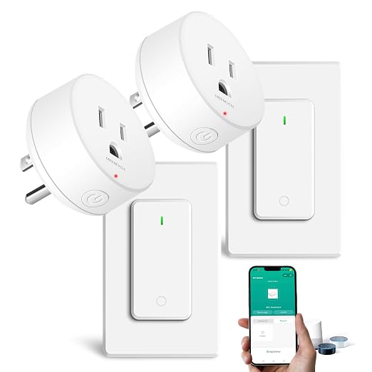 Greencycle Zigbee Smart Plug with Remote,Smart Outlet with Wall Switch,No Cloud Required(2.4G Hub Required),APP Control,Voice Control Compatible with Alexa,Google Assistant,Schedule and Timer,2PK