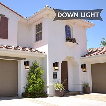 rosykite Brown Outdoor Wall Sconce, Modern Patio Exterior Light Fixture