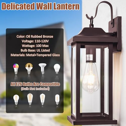 Large Bronze Outdoor Wall Lantern 17 Inch