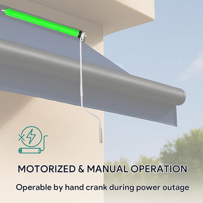 DC12V Motorized Roller Shade Motor with Manual Crank & Remote, 45mm Electric Awning Tubular Motor, Dry Contact Smart Blinds Retrofit Kit (20 N.m for Φ74mm（3"） Round Tube)