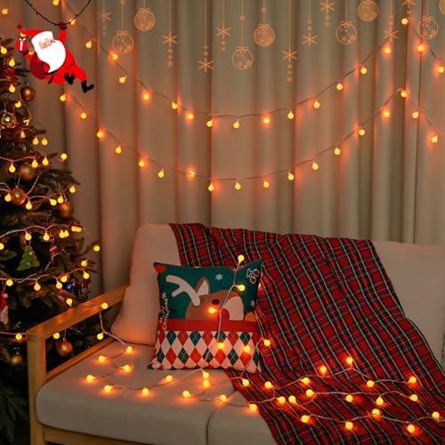 JMEXSUSS Connectable 100 LED Globe Orange Halloween Lights Indoor