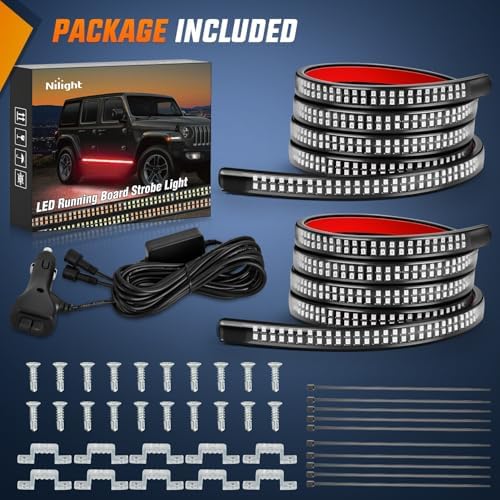 Nilight 2PCS 70 Inch Running Board LED Lights Strip Red for Truck