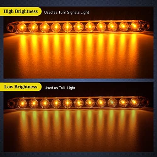 Nilight 16" Trailer Marker ID Bar 2PCS 11 LED Amber Turn Signals Tail Light