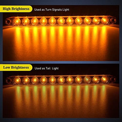Nilight 16" Trailer Marker ID Bar 2PCS 11 LED Amber Turn Signals Tail Light