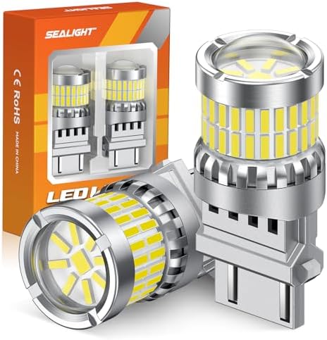 SEALIGHT Reverse Light Bulbs, 3157 LED Bulb White, 700% Brighter 3156 3057 4157 4114 T25 Bulbs 57-SMD LED Chipset with Projector Len for Brake Light, DRL, Backup Light, Pack of 2