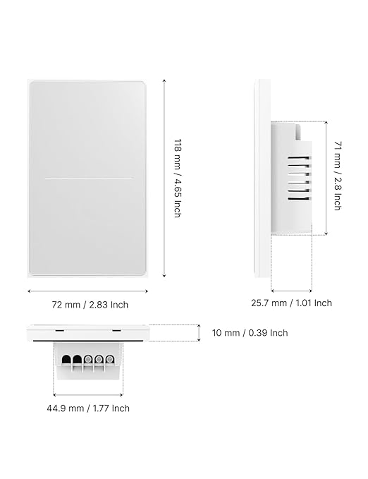 MOES Full Touch Smart Switch, SF(Star Feather 2026 Version) Wall Light Switch, Neutral Wire Required, Anti-Glare Panel, 2.4GHz WiFi Work with Smart Life/Tuya App, Alexa and Google Home White 2 Gang