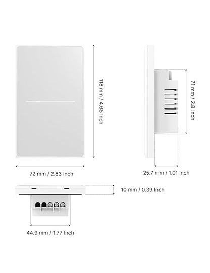 MOES Full Touch Smart Switch, SF(Star Feather 2026 Version) Wall Light Switch, Neutral Wire Required, Anti-Glare Panel, 2.4GHz WiFi Work with Smart Life/Tuya App, Alexa and Google Home White 2 Gang
