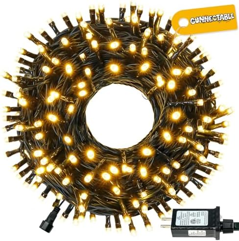 Connectable 42Ft 100LED Christmas String Lights Outdoor Indoor, Warm White