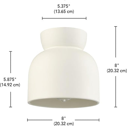 Globe Electric 66000149 1-Light Flush Mount Ceiling Light, Cannoli Cream, Ceramic Effect Shade, Kitchen, Home Improvement, Hallway, Front Door, Entry, Dimmable