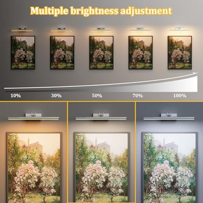 Picture Light, Platinum Silver, Battery Operated, RF Remote Control