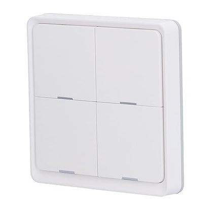 Wireless 4Gang Scene Switch with Smoother Control for Home Kitchen, ABS White ZigBee WiFi 2.4GHZ Controller for Intelligent Life