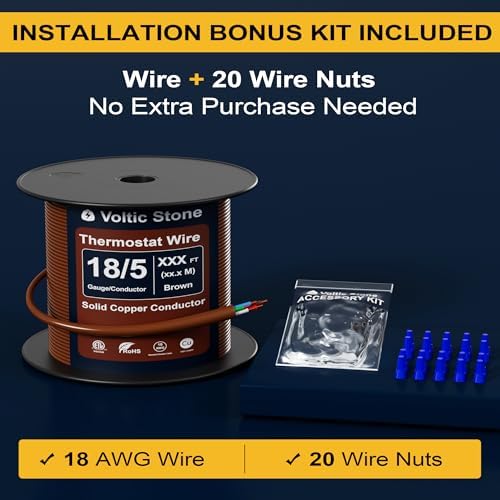 18/5 Thermostat Doorbell HVAC Wire, True Gauge 18 AWG 5 Conductor Solid Copper Control Cable, ETL Listed CL3R/CMR Riser Rated Flame-Retardant, RoHS, for 0-30V Low Voltage Systems - 250FT