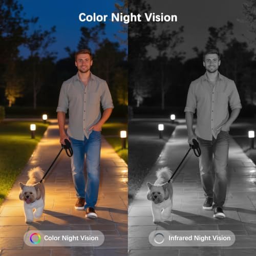 4K Solar Security Cameras Wireless Outdoor with Dual Lens, 2 Cam Kit, No Subscription Fee, Home Security System with Color Night Vision, Auto Tracking, Motion Detection