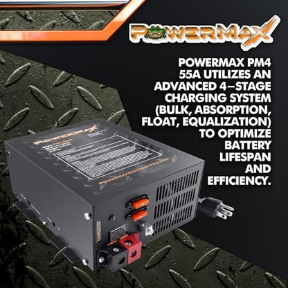 PowerMax PM4-55A 55A Deck Mount RV Converter Charger Lithium