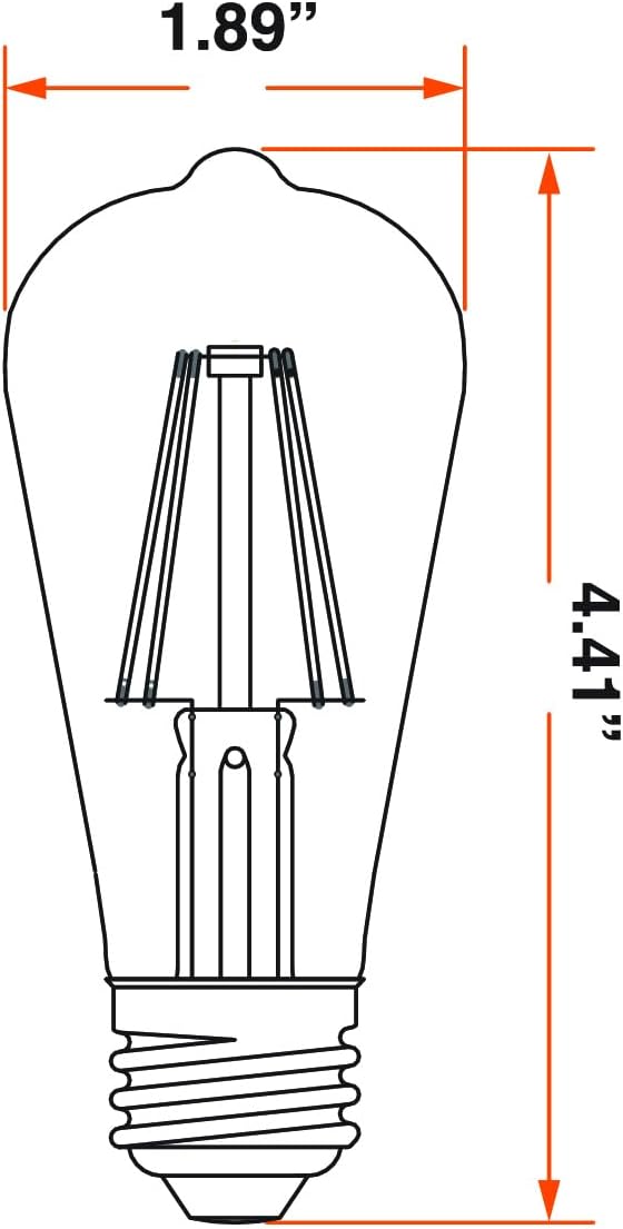Sylvania ST15 Clear LED White Filament Bulb, 5.5W, Dimmable, 500 LMS, Medium Base, 5000K, Daylight - 2 Pack (42267)