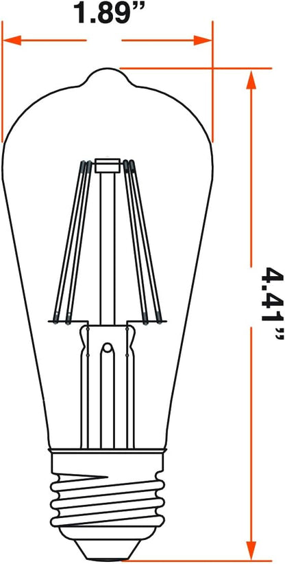 Sylvania ST15 Clear LED White Filament Bulb, 5.5W, Dimmable, 500 LMS, Medium Base, 5000K, Daylight - 2 Pack (42267)