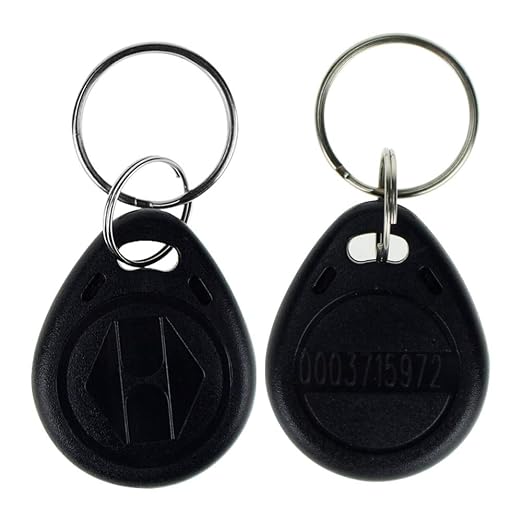 LIBO 125KHz Smart ID Key Tag Card RFID Access Control Key Card Proximity EM4100 TK4100 Keyfobs Keychains NFC Token Badge Holder (Black, Pack of 100)