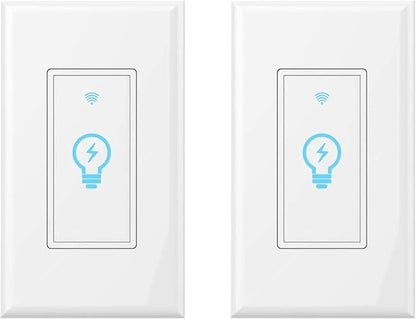 Smart Light Switch, Compatible with Alexa, Google Assistant, IFTTT, WiFi Light, Neutral Wire Required, Schedule Setting APP Remote Control, ETL, No Hub Required (Smart Switch 2pack)