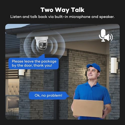ONWOTE 4K 8MP 180° Wide Dual-Lens PoE IP Security Camera Wired, 2 Way Audio