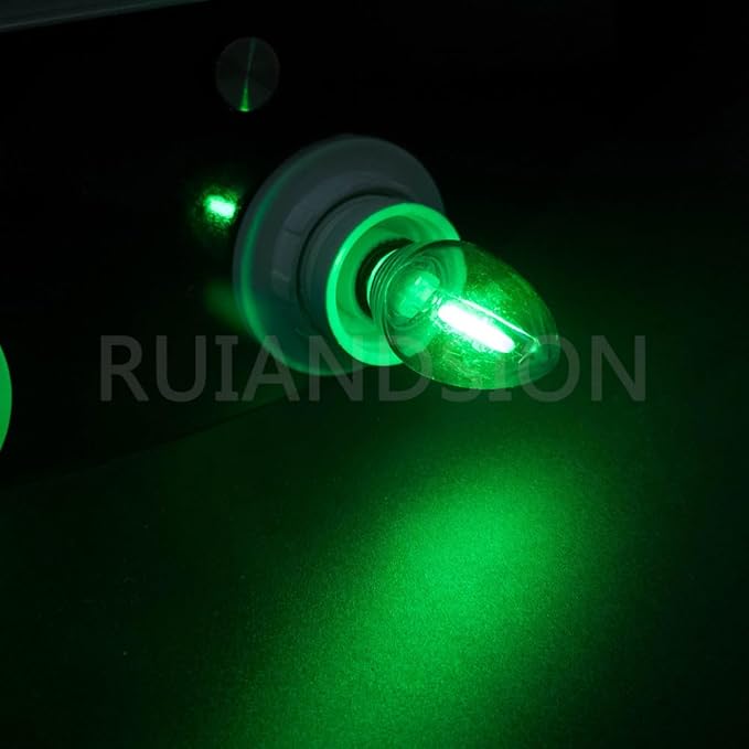 Ruiandsion E12 LED Decorative Bulb Green 110V No Flicker Eye Protection for Holiday Warning Lights Christmas Tree Chandeliers Pack of 2