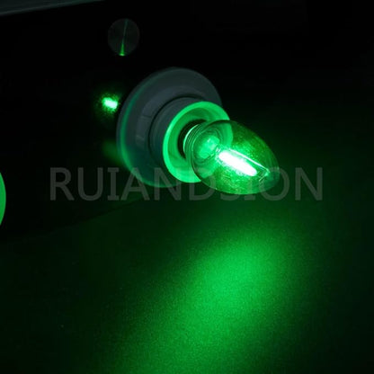 Ruiandsion E12 LED Decorative Bulb Green 110V No Flicker Eye Protection for Holiday Warning Lights Christmas Tree Chandeliers Pack of 2