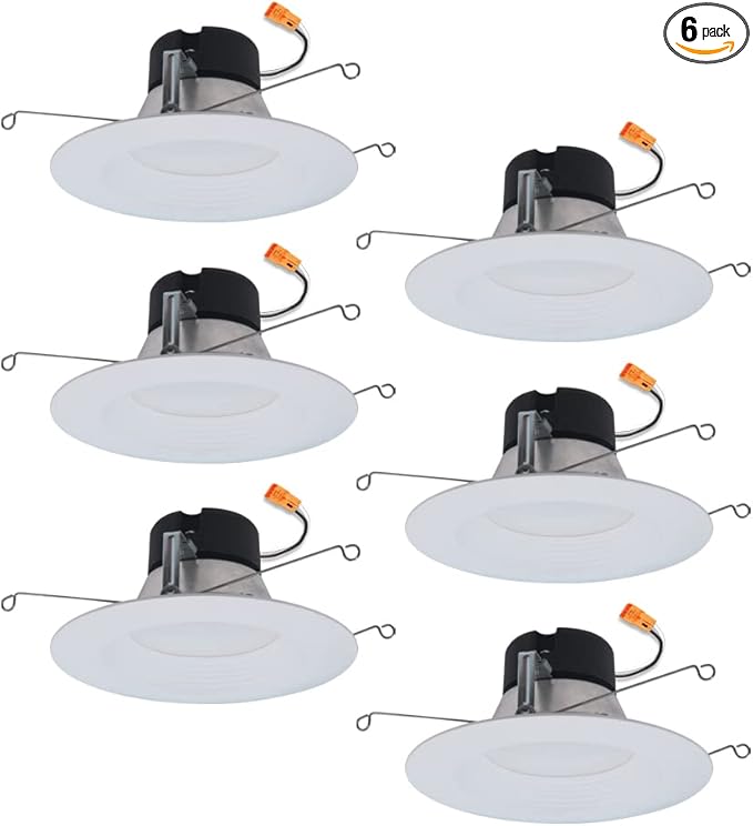 HALO LT 5 in / 6 in 6-Pack Indoor/Outdoor Recessed LED Retrofit Trim Can Lights 3CCT Selectable 3000K/4000K/5000K 600 Lumens Dimmable ENERGY STAR Certified