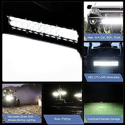 GOOACC 12 Inch 72W Led Light Bar Spot Flood Combo Driving Lighting Off Road Lights Led Lamp with 12V 5Pin Rocker Switch Wiring Harness kit for Truck Golf Cart SUV ATV UTV Boat, 2 Years Warranty