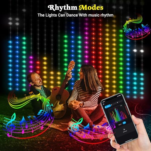 CoziTech Smart Curtain Lights, Color Changing 400 LED Curtain Lights 6.6 * 6.6 FT, RGB DIY String LED Flag Fairy Light for Backdrop Party Indoor Outdoor Holiday Decor(APP +Remote Control)