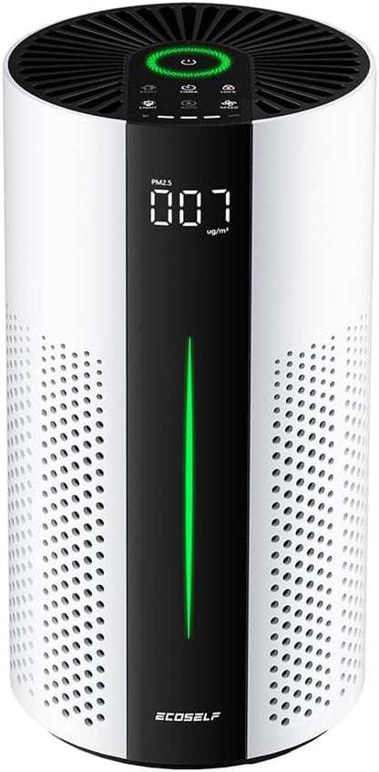 ECOSELF Air Purifiers for Bedroom, Air Purifiers for Bedroom 360° Air Intake with Smart Auto Mode, HEPA Air Purifier, Air Cleaner for Smoke