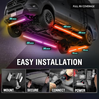 OPT7 Aura DreamColor Underglow Chasing Lights for RV with APP & Remote