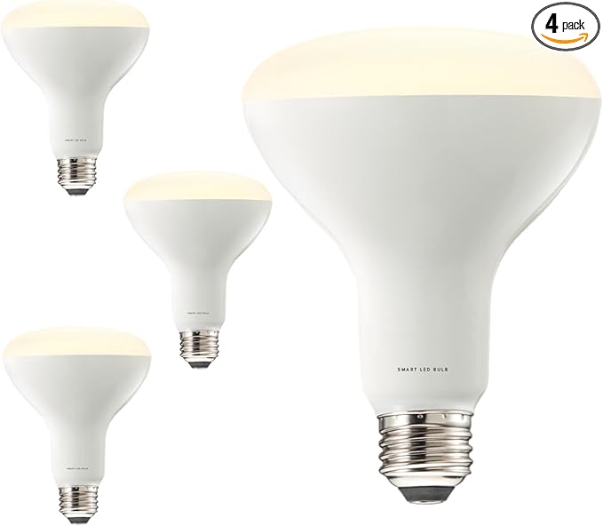 Diodesy- WiFi LED Smart BR30 Light Bulb 8W (65W Equivalent) 650 Lumens 2200K-6500K Color Selectable E26 Medium Base Dimmable Pack of 4- Recessed Flood Light Works with Alexa and Google Assistant Only