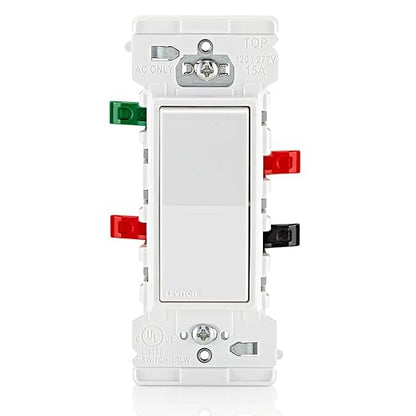 Leviton Lever Edge 15 Amp 3-Way Rocker Switch, E5603-MW, White | (Pack of 40)