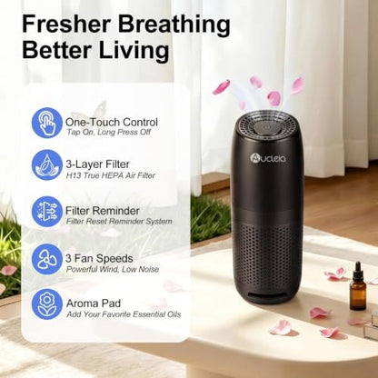 Aucleia 2 Pack Air Purifiers for Bedroom & Dorm Room, True H13 HEPA Filter