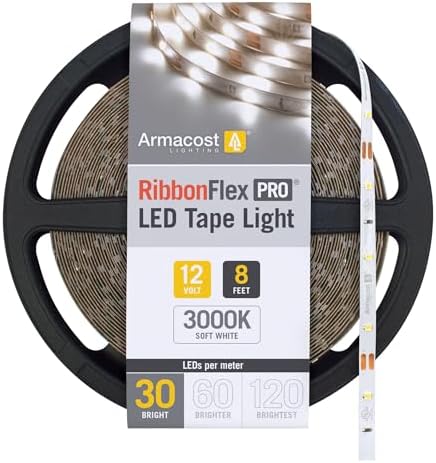 Armacost Lighting RibbonFlex Pro 12V White LED Strip Lights 30 LED/m, 3000K, 8.2 ft, 141210