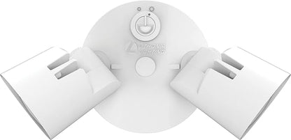 Lithonia Lighting HomeGuard 2-Light LED Outdoor Flood Lights, Outdoor LED Lights, Dusk to Dawn Sensor, Adjustable Lumens, 4000K Cool White, Round Heads, White (HGX LED 2RH ALO 40K 120 PE WH M2)