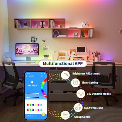 RGB Smart IC COB LED Strip Light 18ft Addressable Chasing Color 12V LED Light Strip Multicolored Flexible RGB Lights Kit with Music Mode for Party, Decoration, Home DIY Lighting Projects